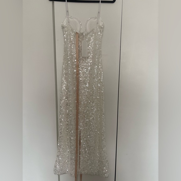 Meshki Magnolia Sleeveless Diamanté Maxi Dress- Silver- Small - Picture 10 of 11